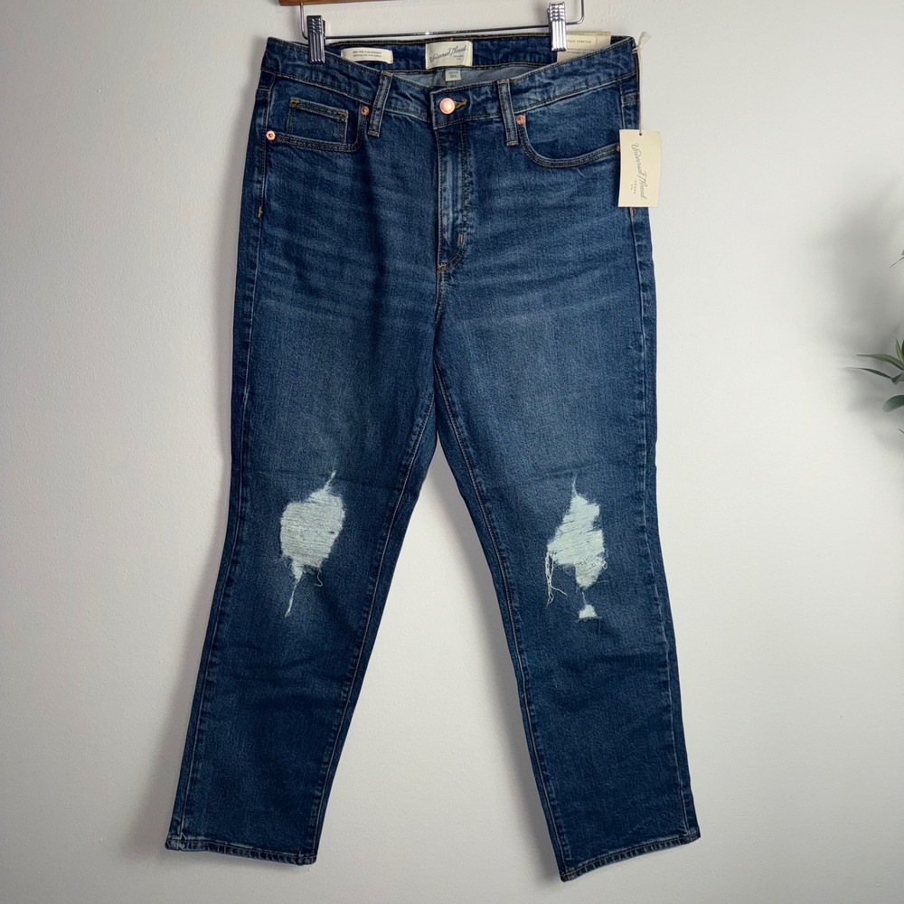 Universal Thread Womens High Rise Slim Straight Distressed Jeans‎ Blue 12/31R